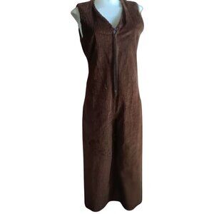 Vintage Women's Medium Jumper Bellbottoms Brown Corduroy Sleeveless 1970's 32x24